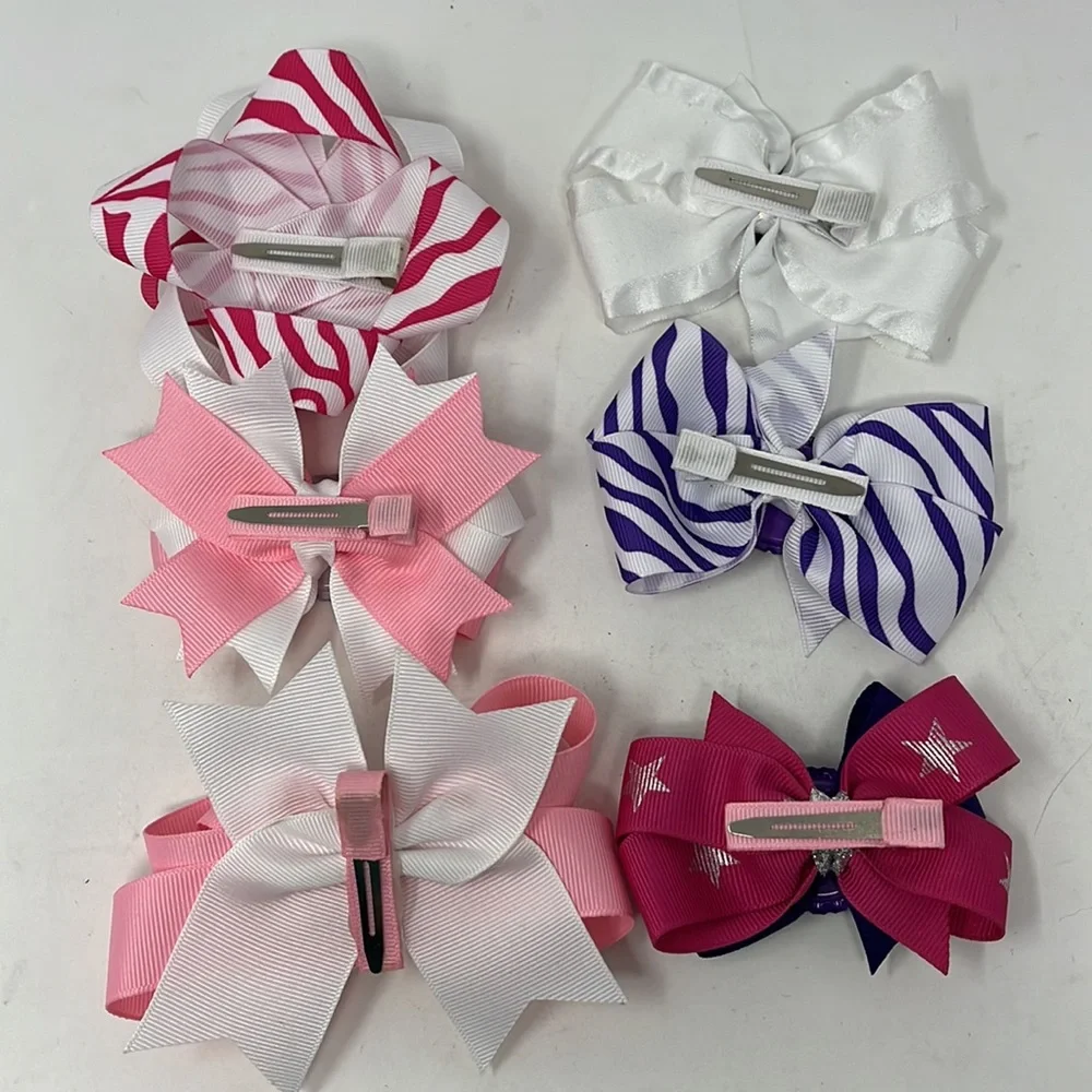 DISNEY HAIR BOW BUNDLE OF 6 OWL HELLO KITTY DISNEY PRINCESS MINNIE HAND MADE
